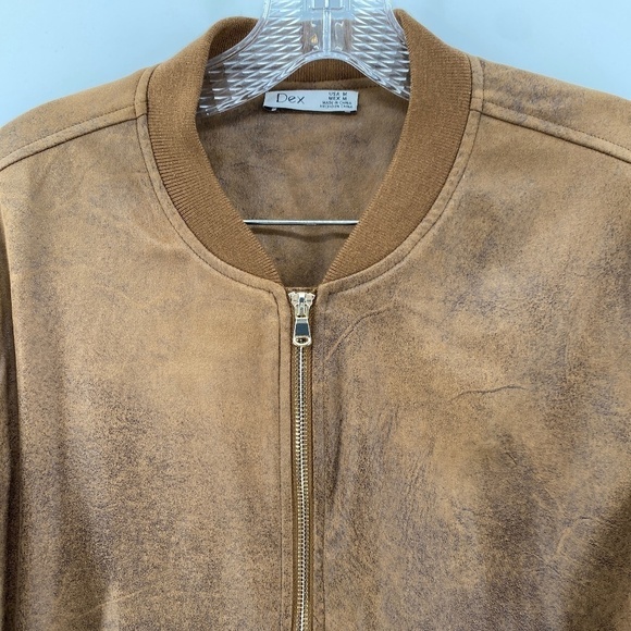 Dex Jacket Woman's Size Medium Distressed Faux Leather Long Sleeve Full Zip - Picture 2 of 15